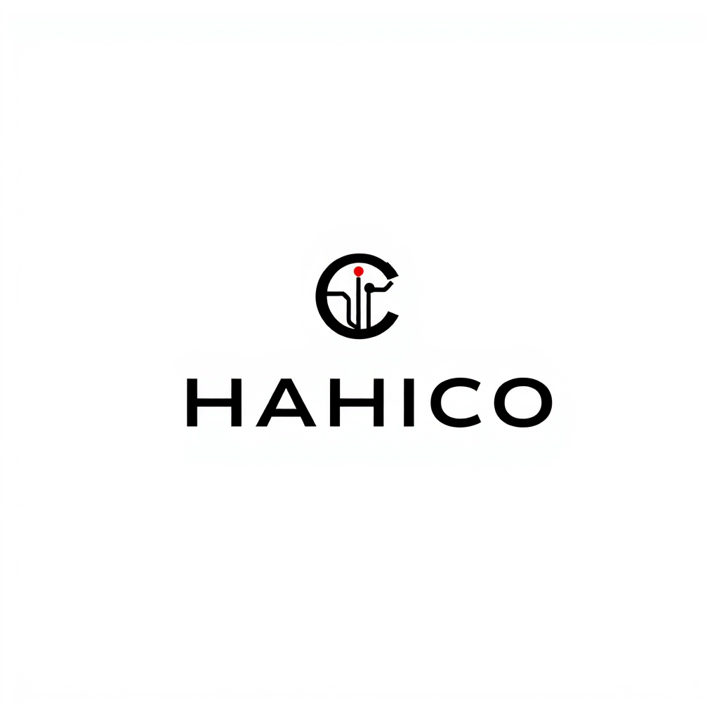 Main logo studio: Design a premium minimalist wordmark logo for "SHAHICO". Keep the entire word simple and highly readable. Integrate a subtle electrical circuit connec
