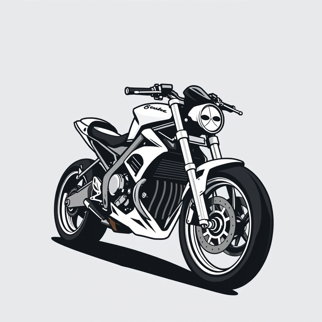 Main logo studio: Make a logo of a drag racing motorbike facing sideways. White begron