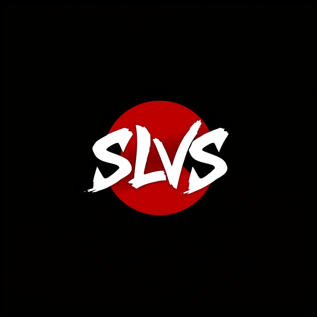 Main logo studio: "SLVS" un logo simple avec un thème noir du style Japon comme sa