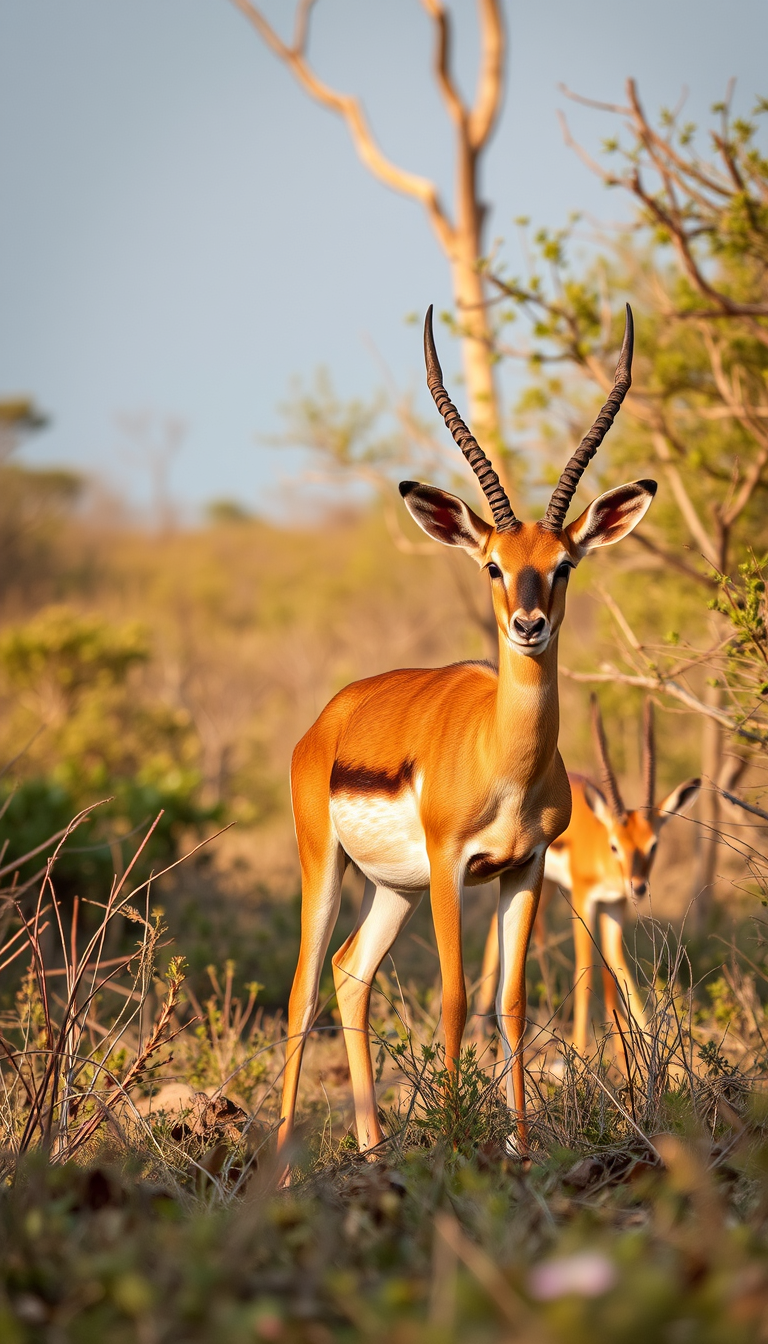 Main logo studio: Male and female gazelle in the forest mistirio