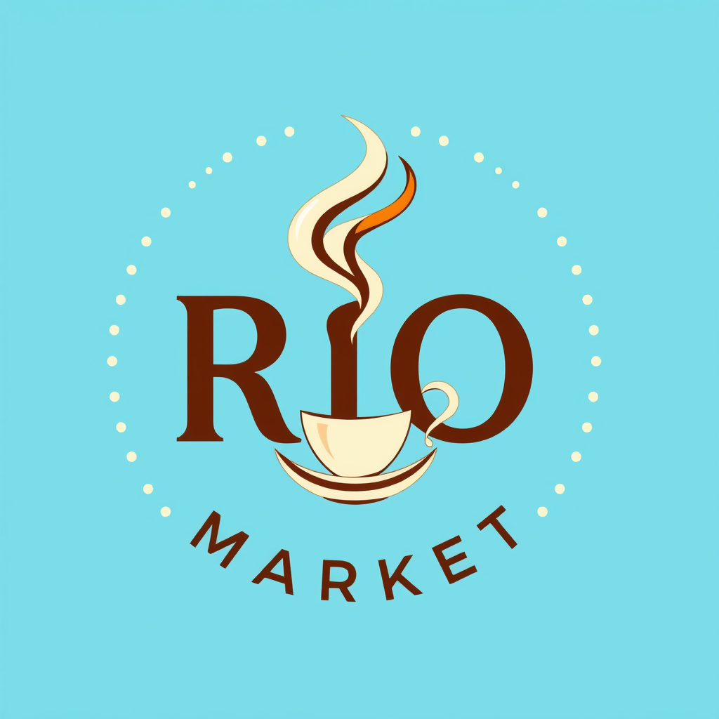 Main logo studio: Create a unique, creative, professional logo for a store named "RIO MARKET". You have complete creative freedom to choose the typography, colors, symb