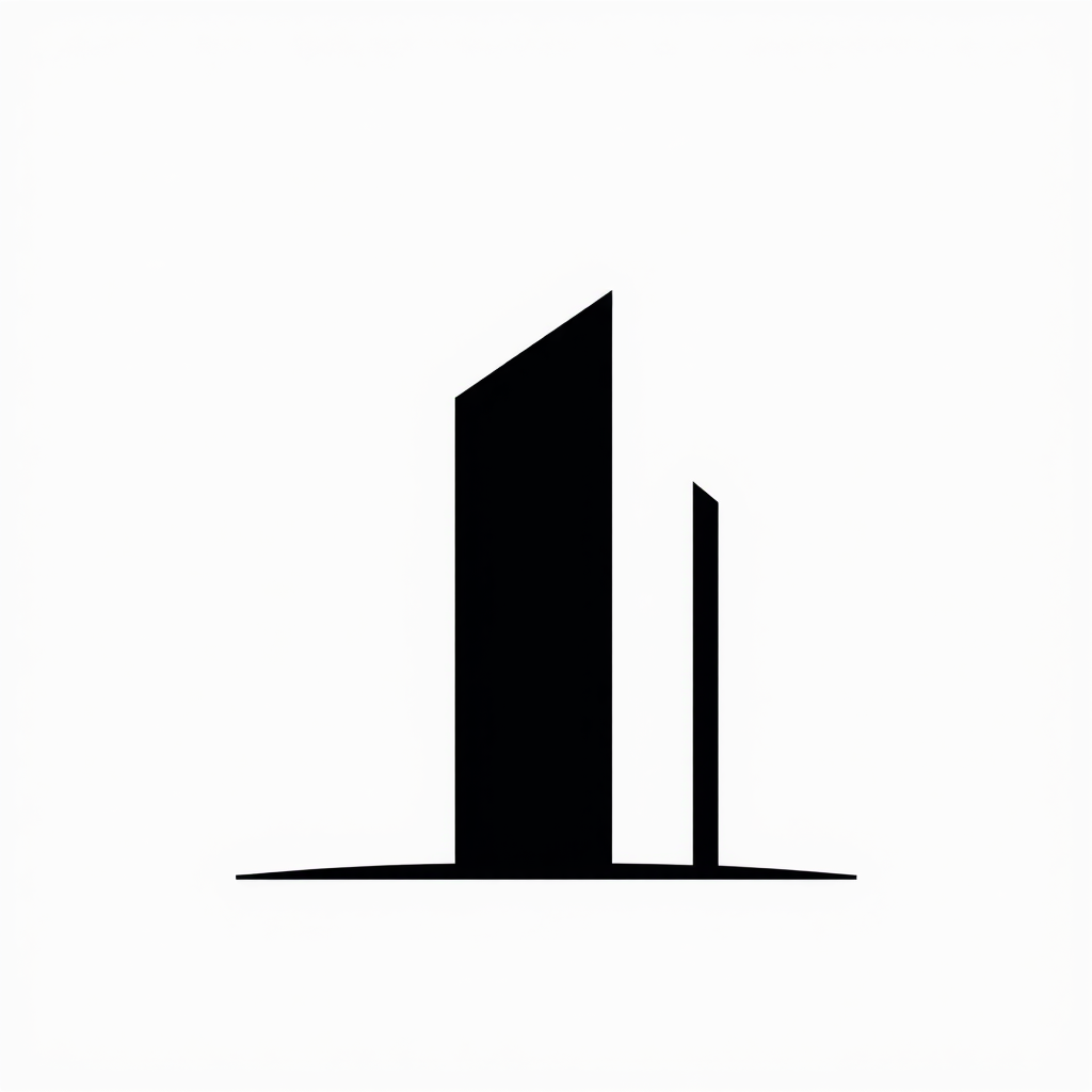 Main logo studio: go”} Minimal architecture logo using geometric shapes and negative space to create a simple building symbol, elegant, intelligent, timeless, black and