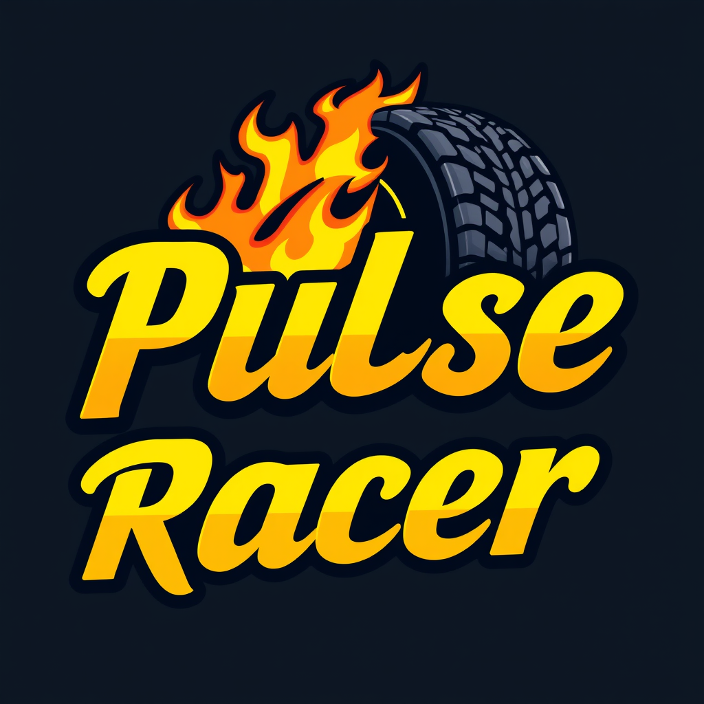 Main logo studio: its a RC car company name i want u to make the name as pulse racer the text colour should be yellow with bold font and each alphabet with yellow colou