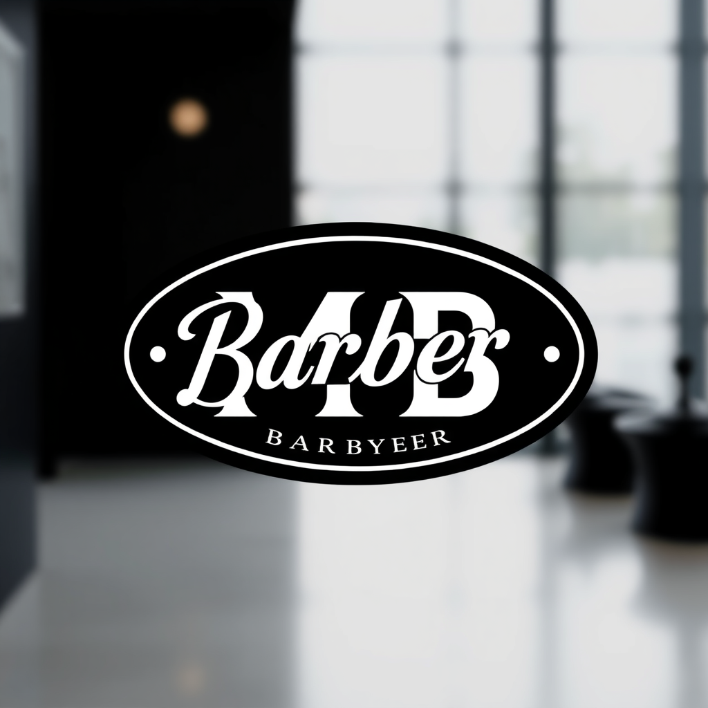 Main logo studio: MaradBarberMB oval black profesional sexy modern logo