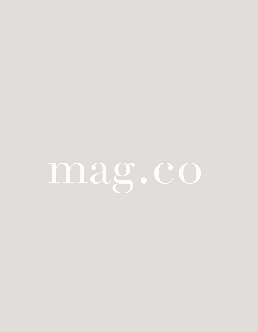 Main logo studio: minimal, editorial, elegant, chic, modern, sophisticated, luxury, typography, magazine, clean brand name is mag.co with a magazine used in the logo