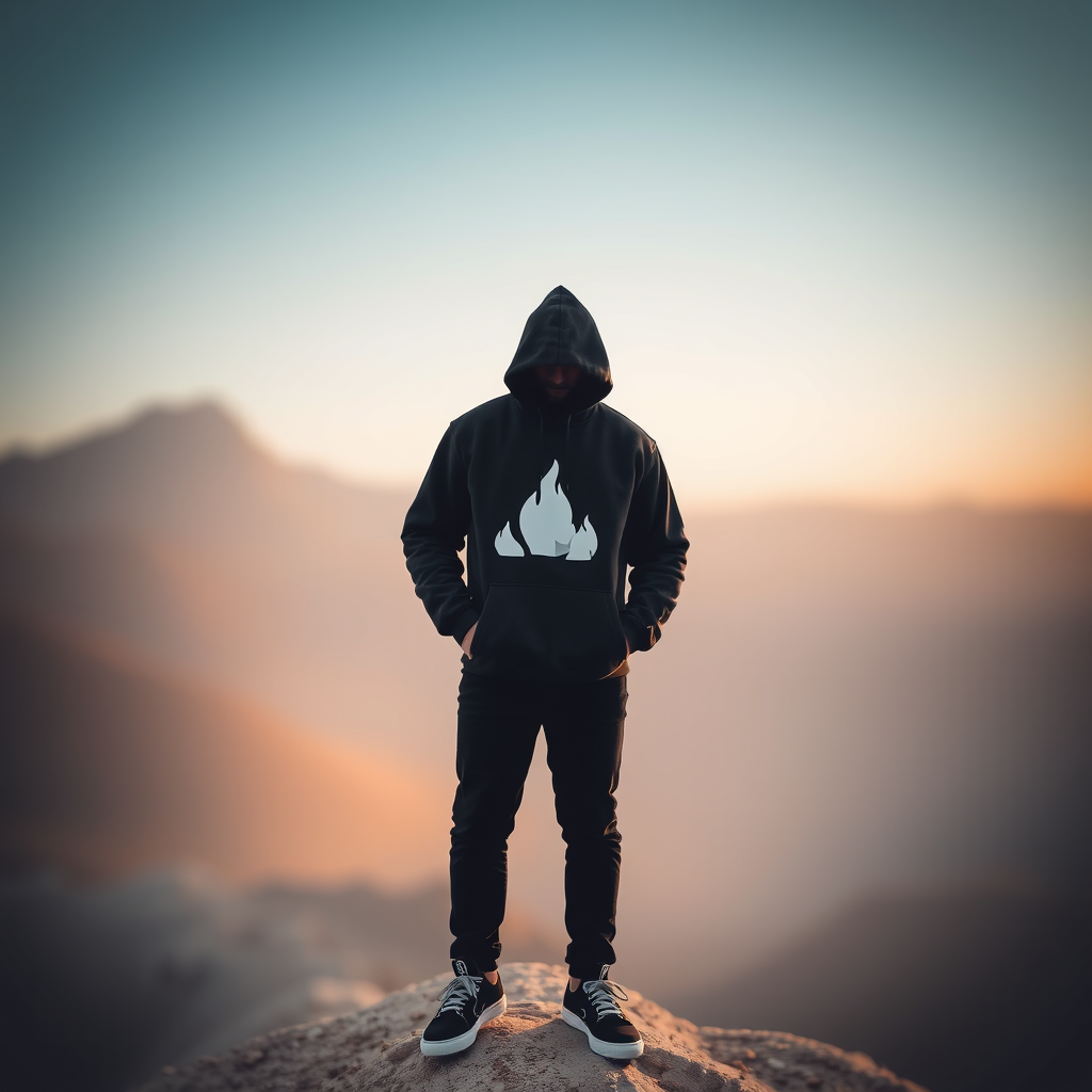 Main logo studio: taw fi lil 3ala ba7ir rit il 9amar kifach 9odem il 8oyoum sawda2 w kam nathir odtouri n7ib logo ykoun fima kk w yab9a nafs style mta3 brand hoodie w i