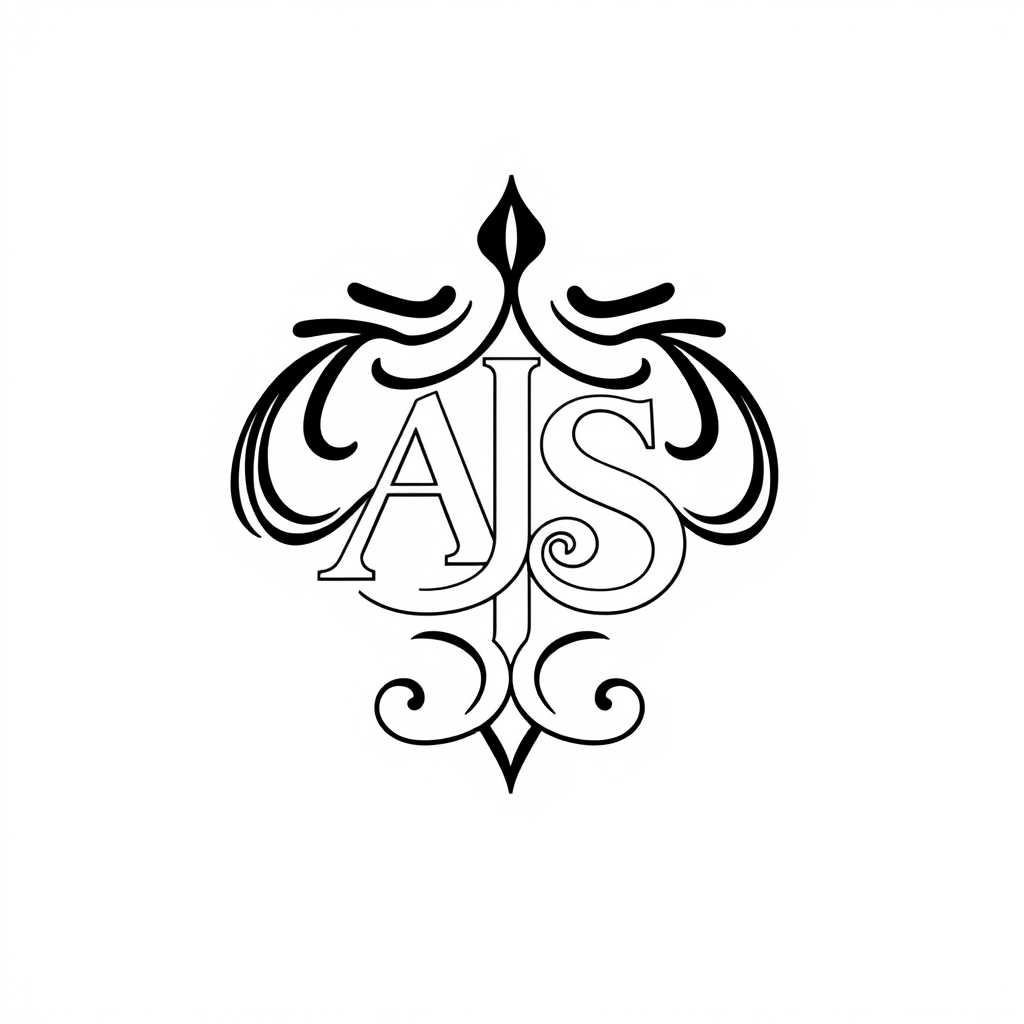 Monogram Logo idea: monogram logo combining the letters Islamic person doing business and his name is Ashik and partner Shahnas Sherin create a logo with below letters AJ