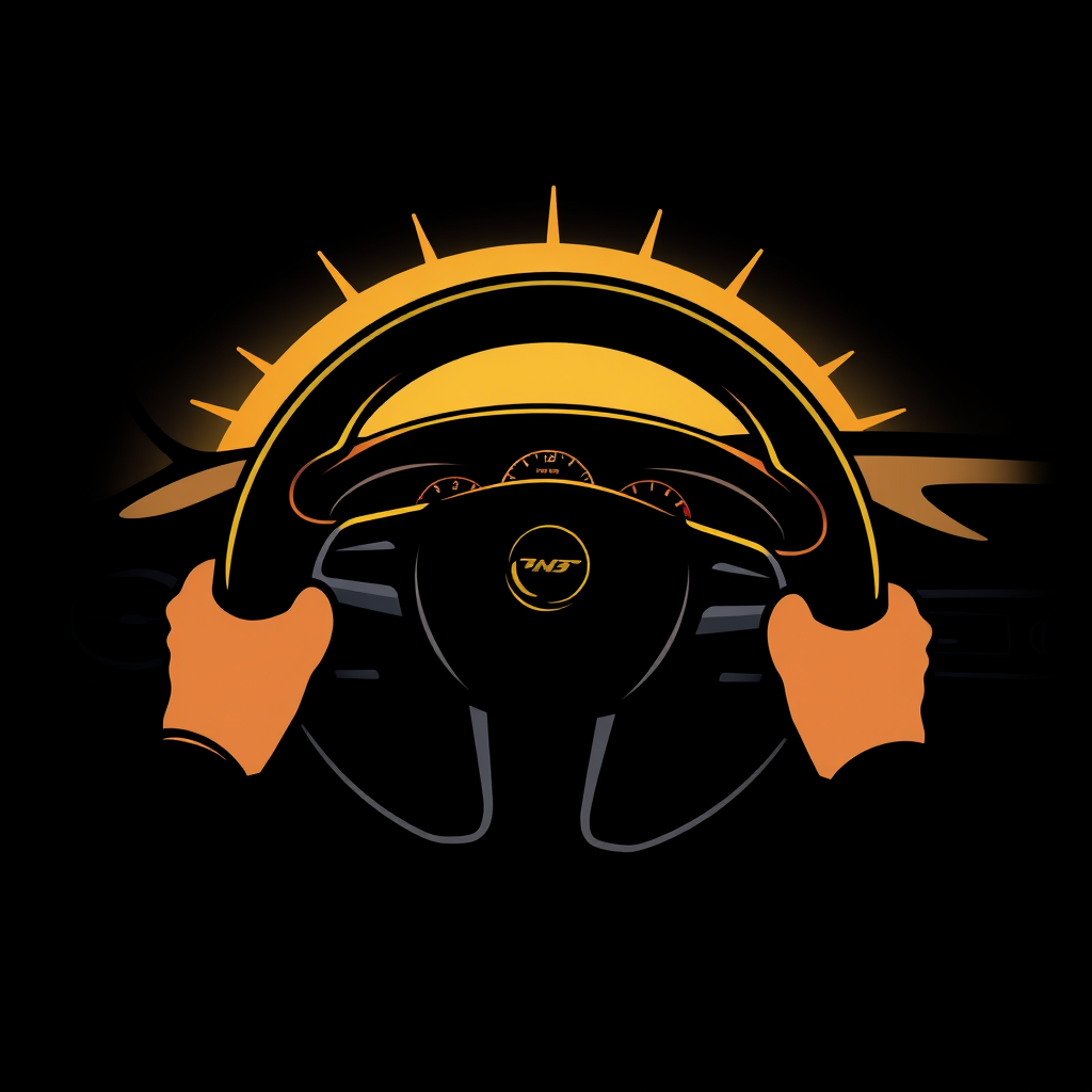 Main logo studio: hi can you make a driving steering logo for people age 16-19 year old make it look good asthetic so the teenages want to join