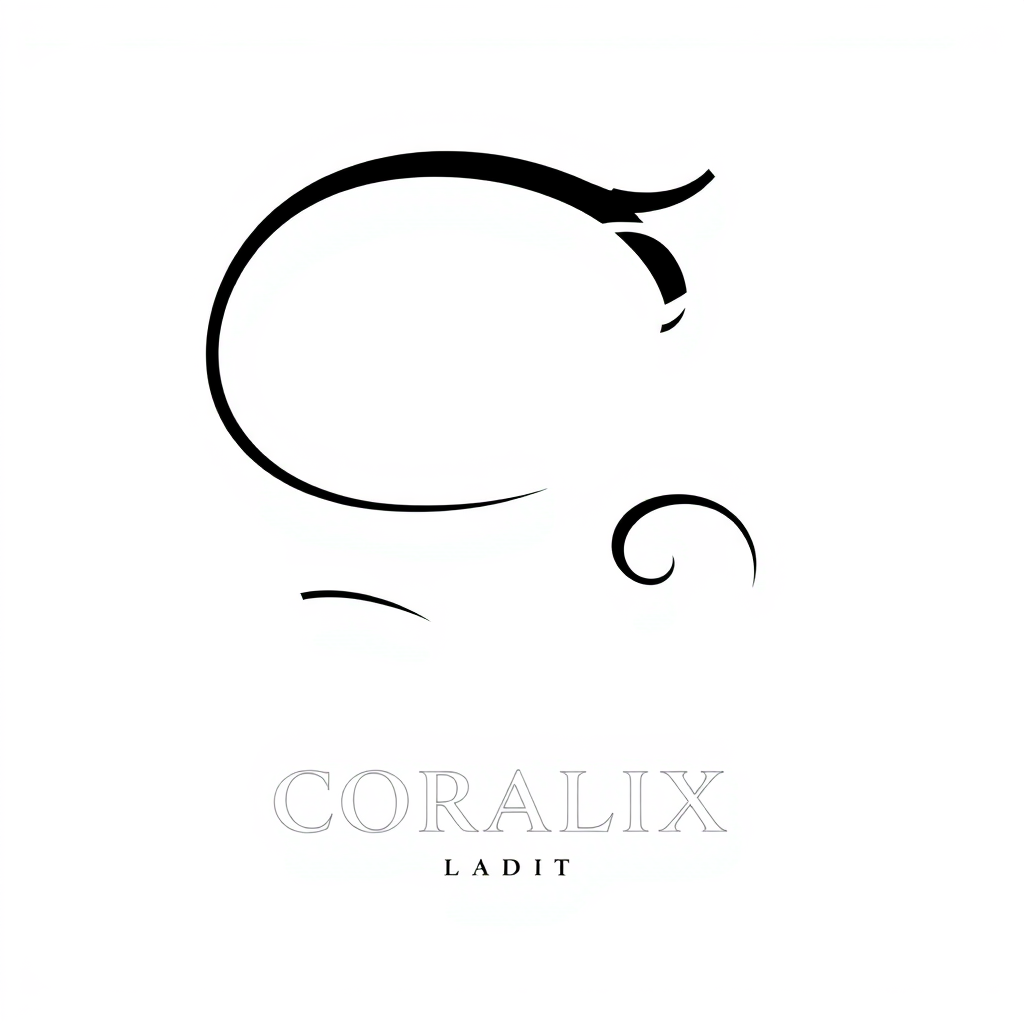 Monogram Logo idea: monogram logo combining the letters Coralix studio , elegant intertwined letterforms, flat vector logo, centered, solid white background, high contras