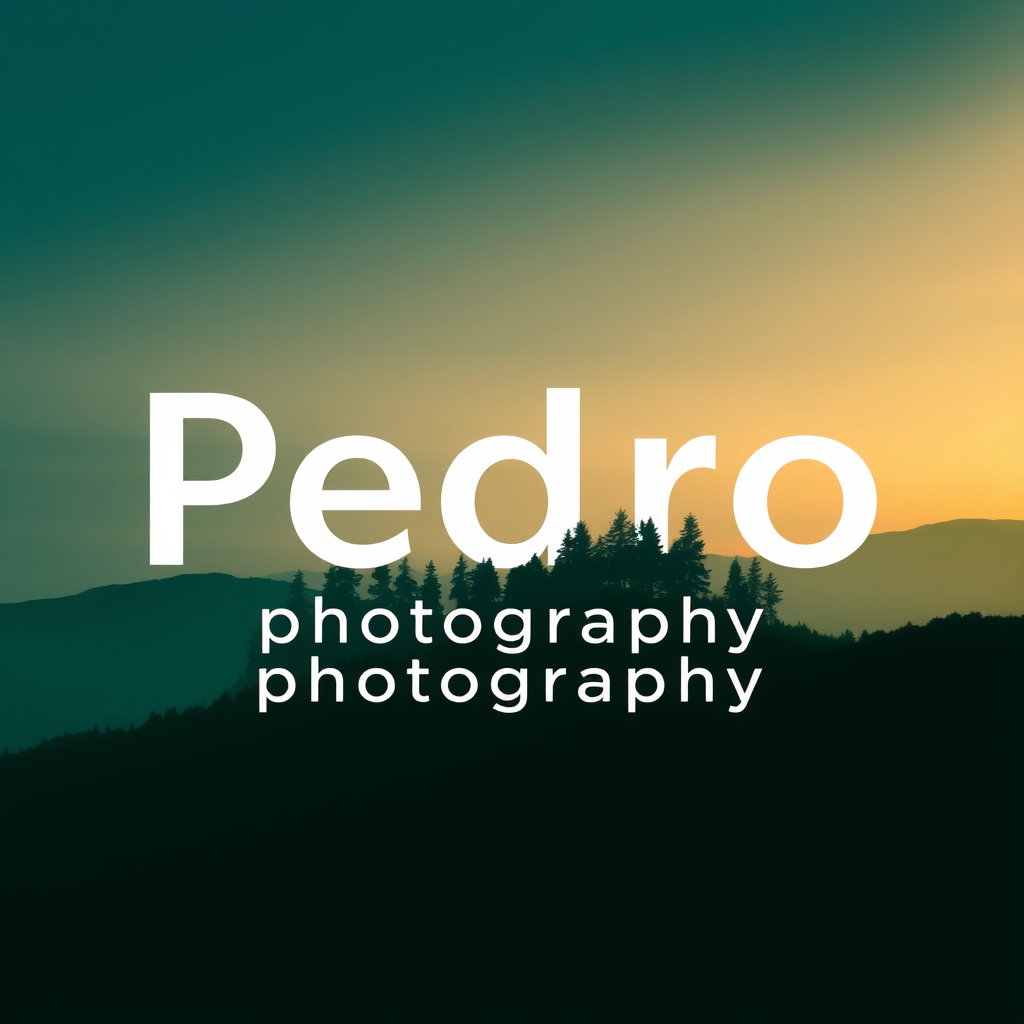 Main logo studio: VERY SIMPLE Logo - Text saying 'Pedro Peters' with the word 'photography' underneath it - who is a landscape photographer - main colour: green and hav