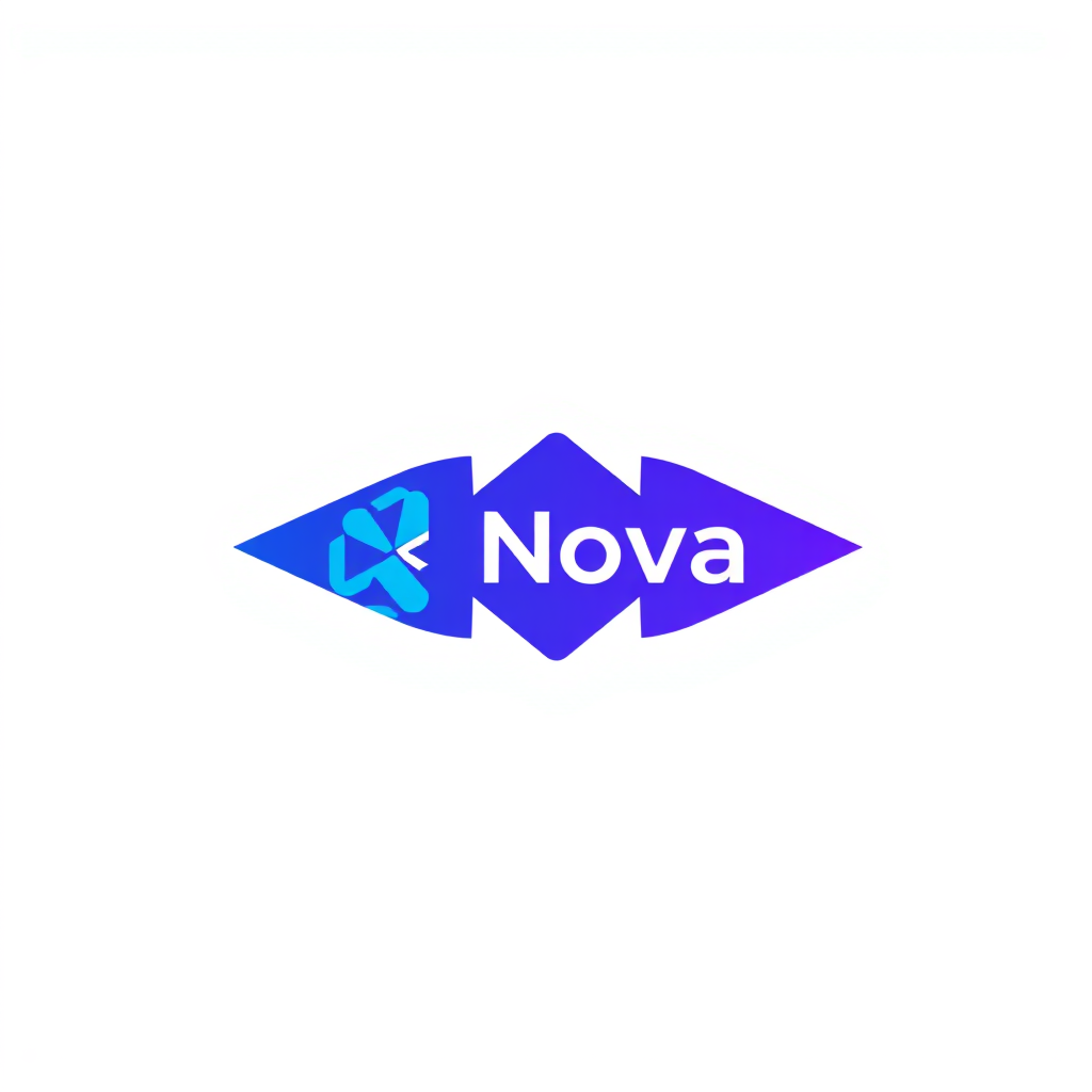 Abstract Logo idea: abstract logo mark for abstract geometric icon logo for an AI tech startup named Nova, blue and violet , geometric abstract shape, modern minimalist m