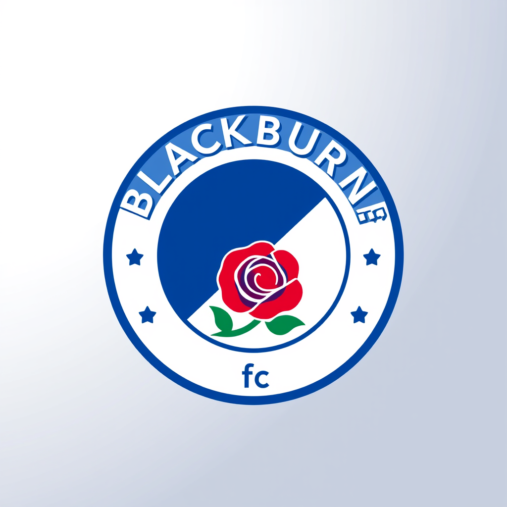 Main logo studio: rounded football badge logo Create a modern, professional football club logo inspired by Blackburn Rovers and the city of Blackburn. Use a strong roya