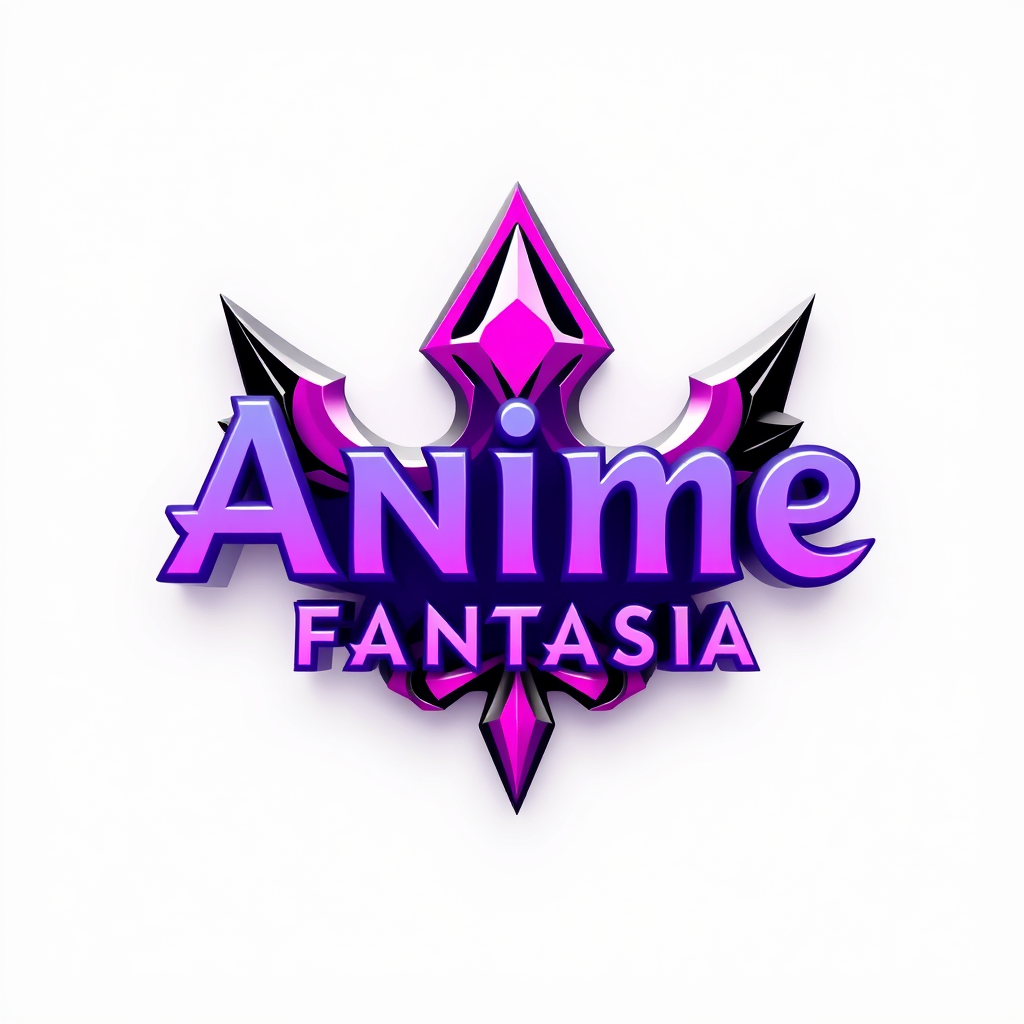 3D Logo idea: 3D logo for The name of brand is Anime Fantasia, the color should be violet and pink and shadow black, i need a logo to show members that this is all 