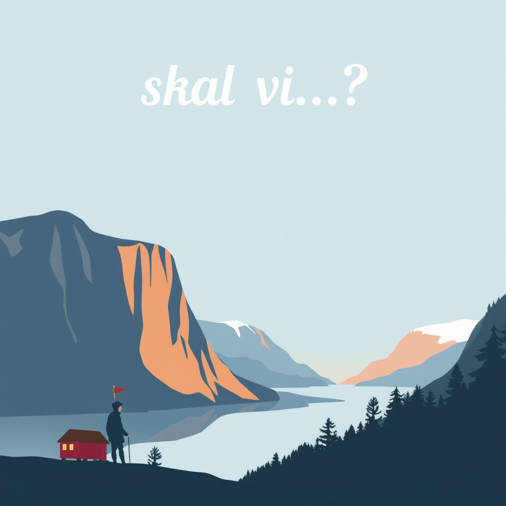 Main logo studio: Skal vi ..? a Norwegian app for finding local things to do with other people. Warm and ral community connection, spontaneous and casual indoor activit