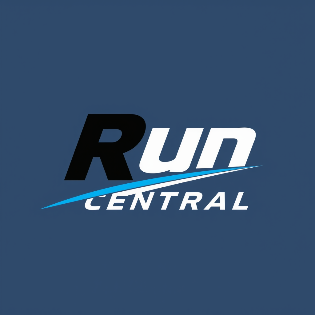 Main logo studio: Brand: Run Central Make the "R" big and make it look cool. Colors: dark dark blue and black. Put a swift looking line under it (Race vibes)