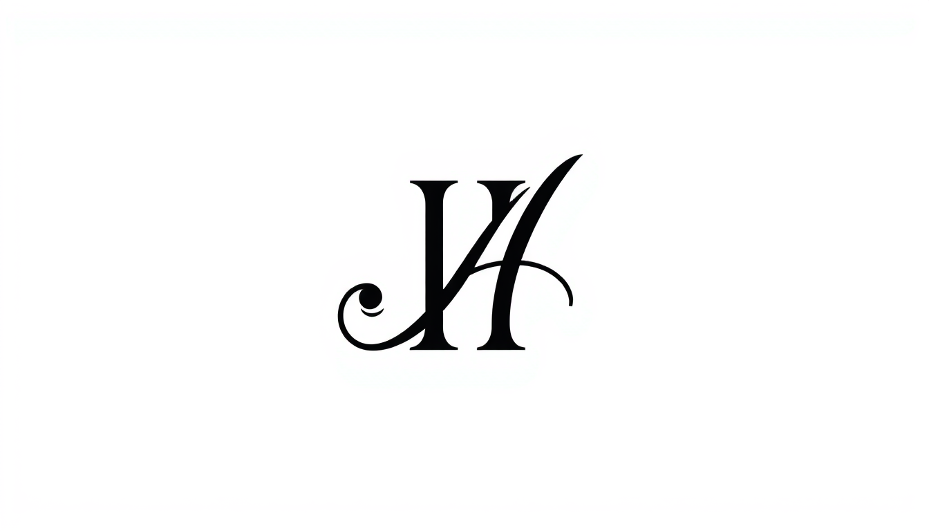 Monogram Logo idea: monogram logo combining the letters a h , elegant intertwined letterforms, flat vector logo, centered, solid white background, high contrast, luxury b