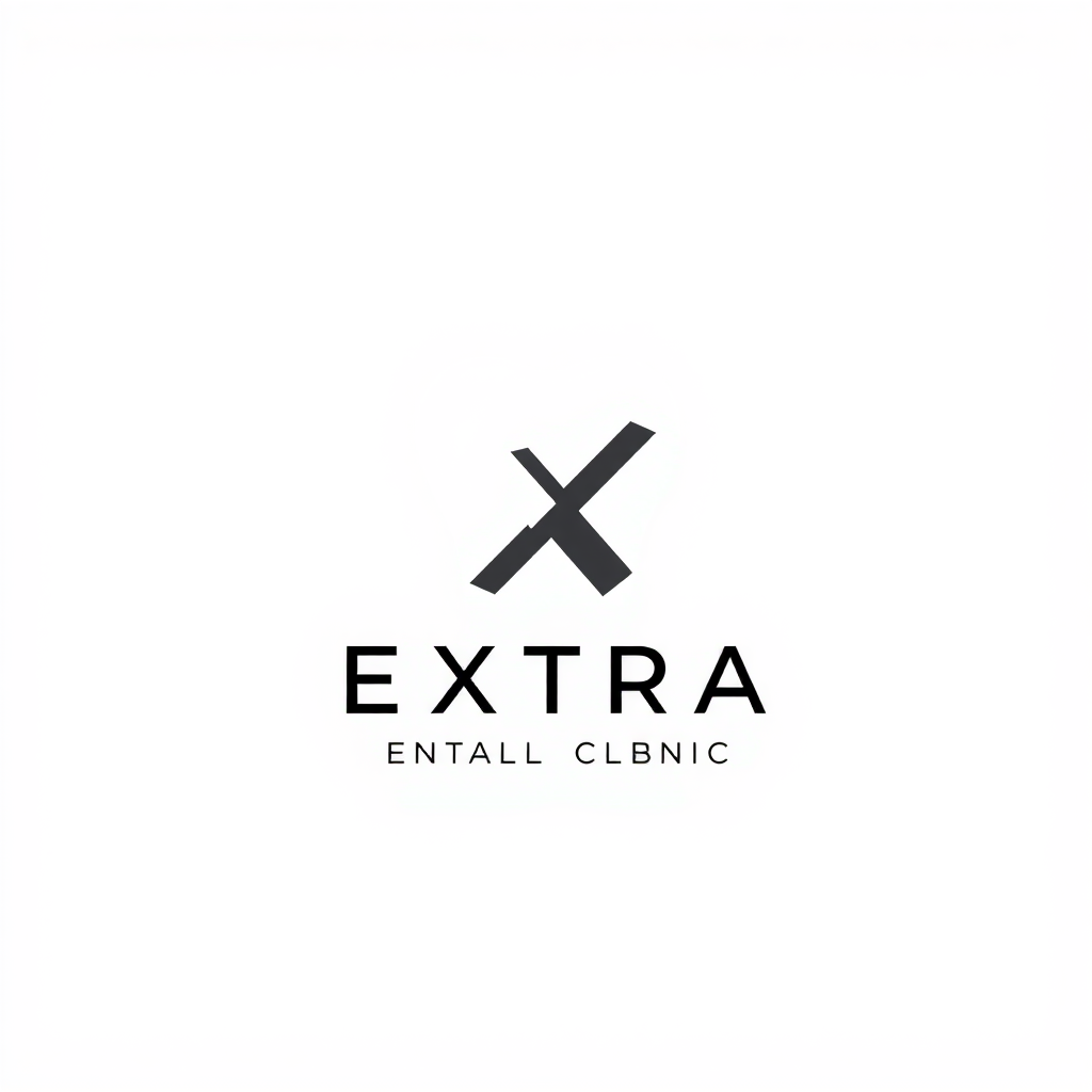 Minimalist Logo idea: minimalist logo, simple geometric mark for EXTRA dental clinic, minimalist premium logo, the letter X cleverly integrated with a simple elegant tooth 