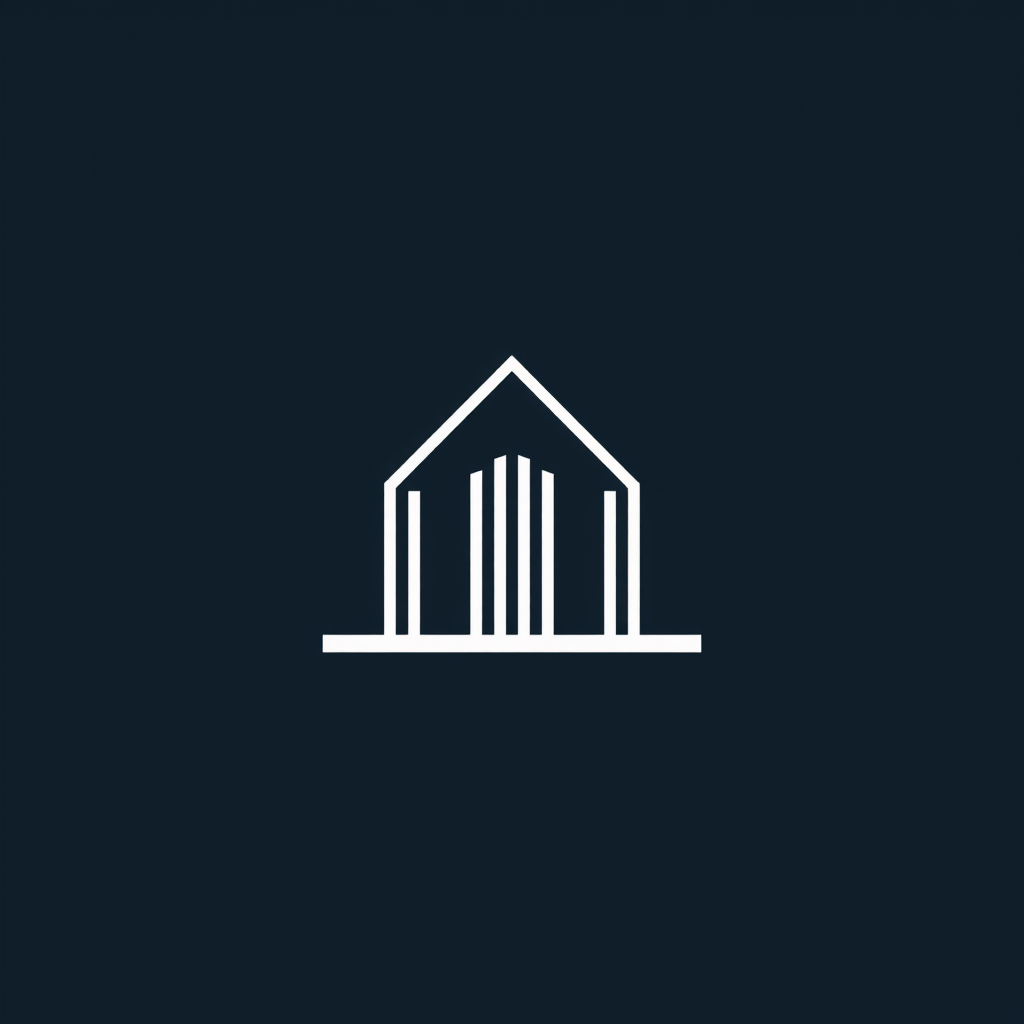 Main logo studio: “} Minimalist international logo for a premium architecture and design studio. Abstract geometric symbol inspired by architectural structure, proporti
