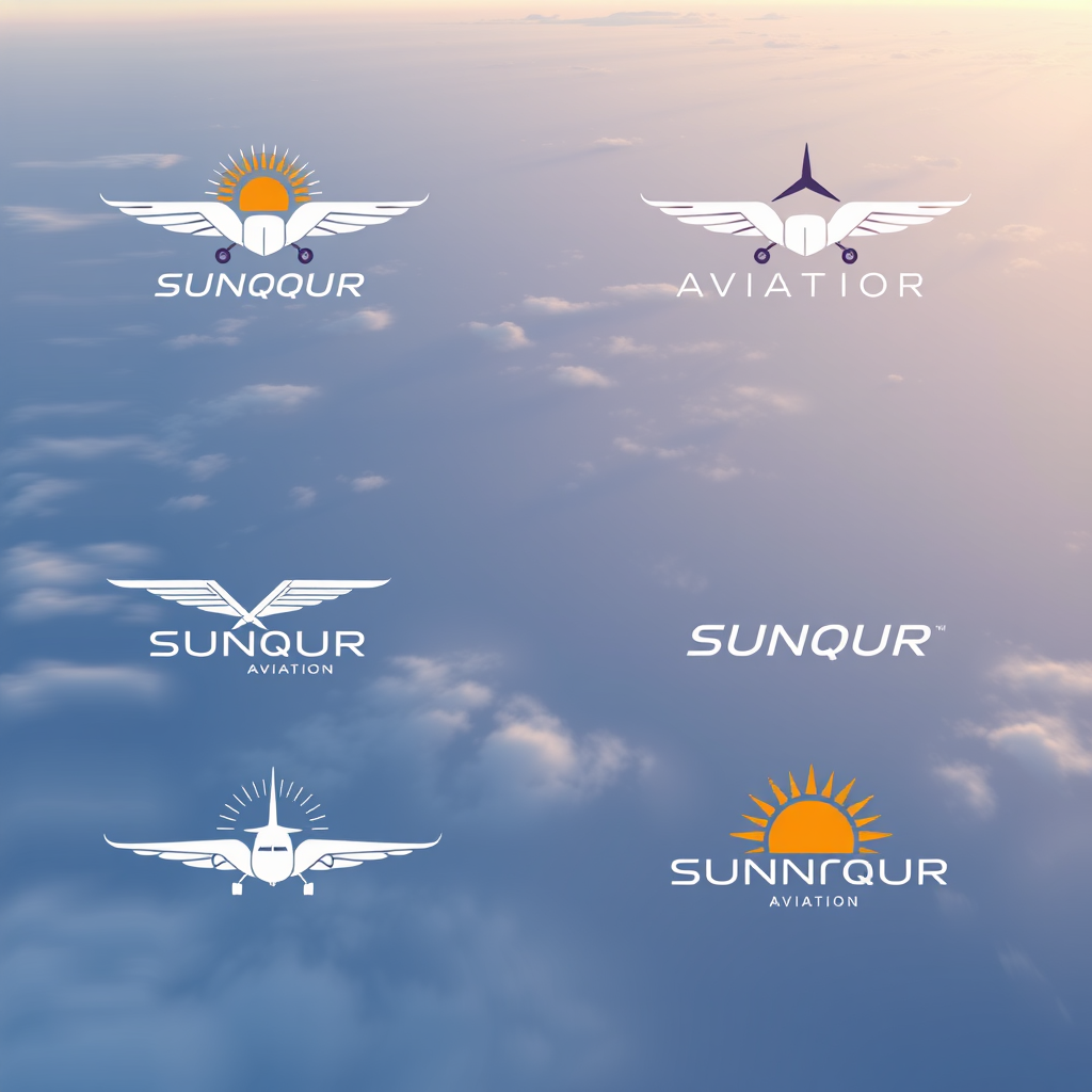 Main logo studio: Create for me 10 logos for our privet jet aviation company colled Sunqur aviation