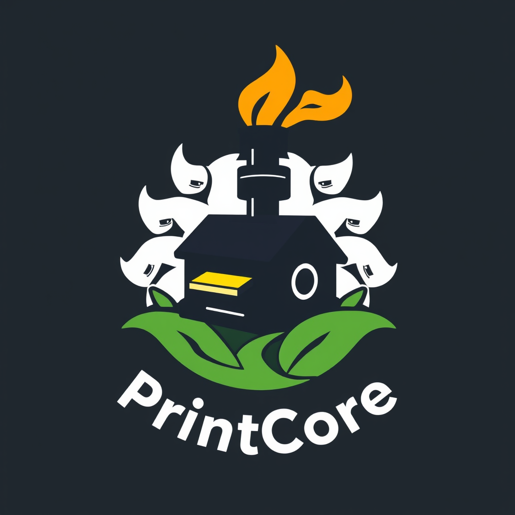 Main logo studio: logo for "PrintCore" Its a 3d-printing farm