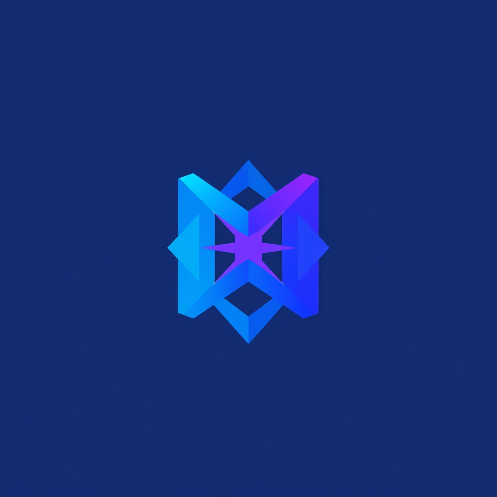 Main logo studio: abstract geometric icon logo for an AI tech startup named Nova, blue and violet