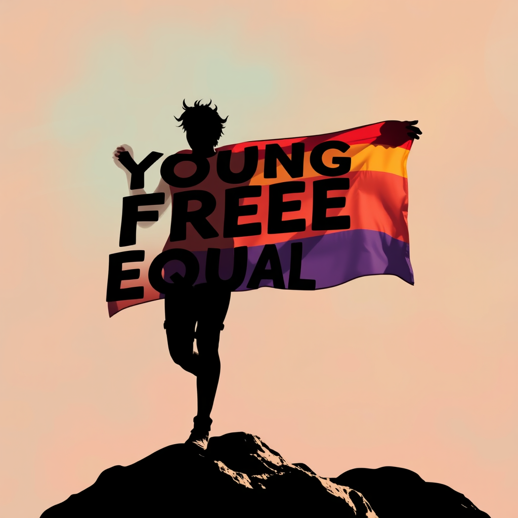 Main logo studio: tiene q poner esto: Young, free, equal and solidary despues quiero que sea bonito, y que el fondo sea de un color