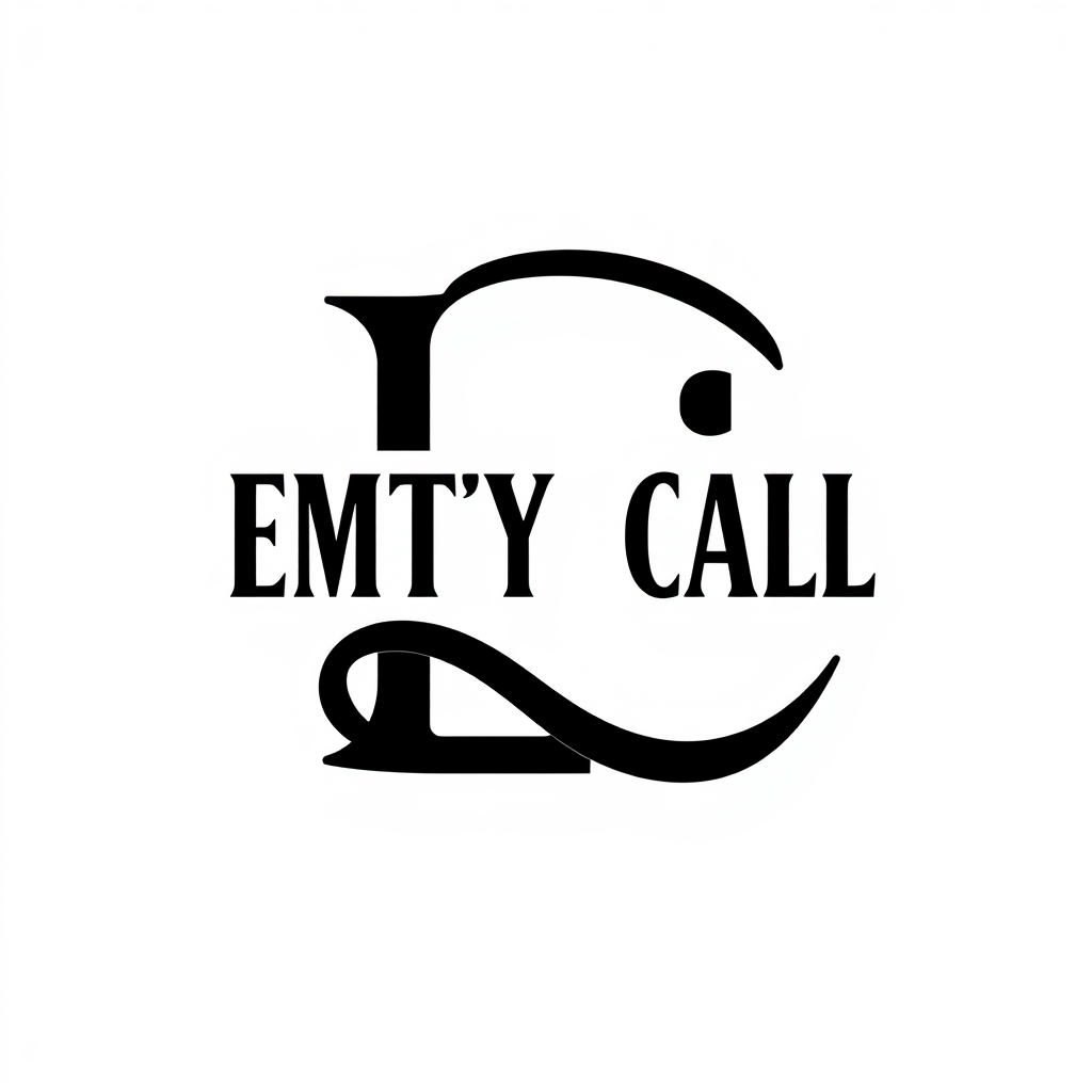 Monogram Logo idea: monogram logo combining the letters “EMPTY CALL band logo, abstract EC monogram , influence emo band , elegant intertwined letterforms, flat vector lo