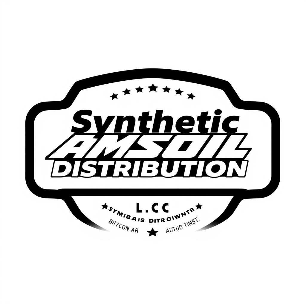 Badge Logo idea: badge logo for Synthetic Distribution LLC is an authorized AMSOIL dealer specializing in premium synthetic motor oils, lubricants, and filtration prod