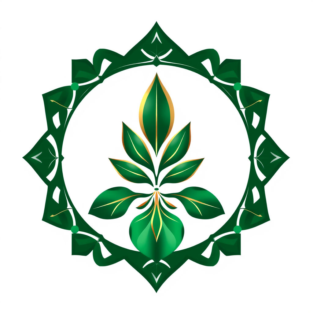 Main logo studio: Luxury herbal medicine shop logo, Persian Attari. Create a distinctive, memorable botanical symbol inspired by medicinal herbs and roots, not a generi