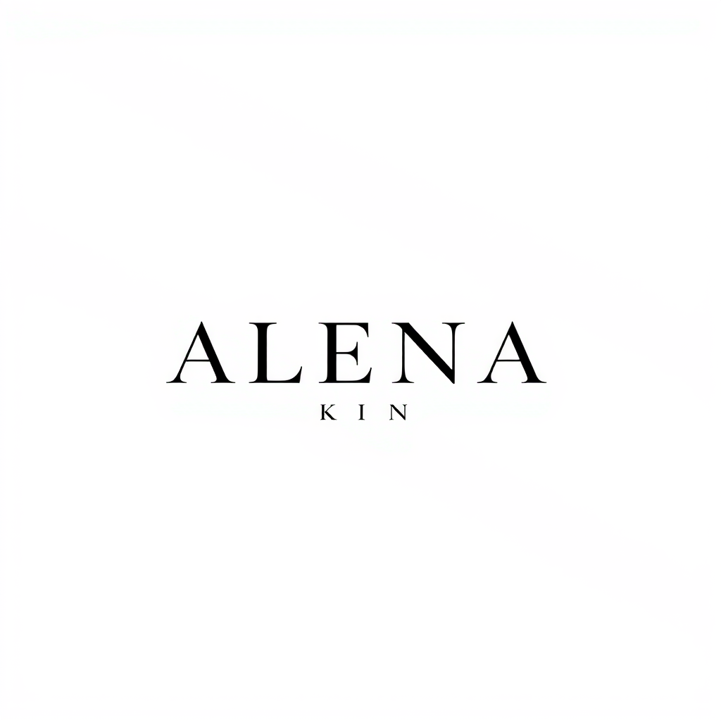 Main logo studio: Create an extremely elegant, luxurious minimalist logo for a high-end skincare and medical beauty brand called ALENA SKIN. Use refined serif typograph