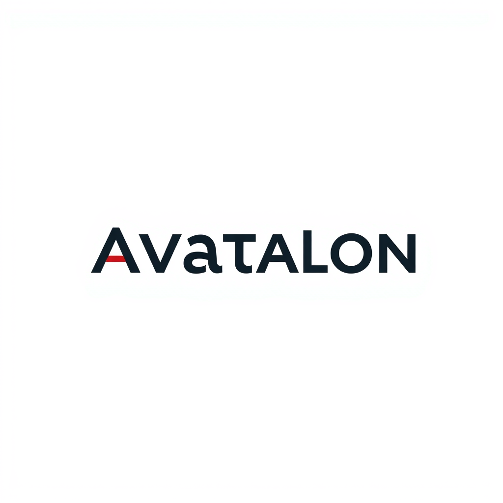 Wordmark Logo idea: wordmark logo of Avatalon , bold clean typography, flat vector logo, centered, solid white background, high contrast, professional brand identity