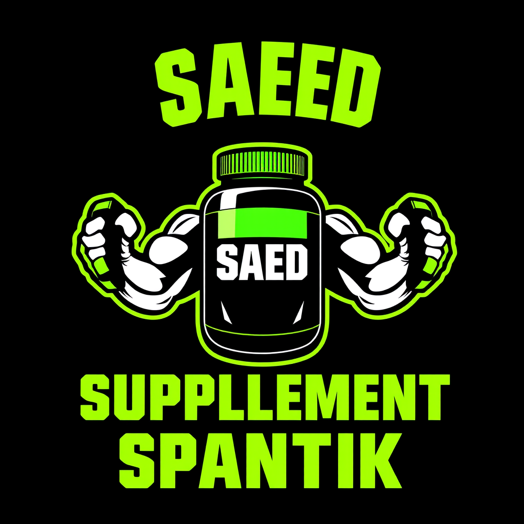 Main logo studio: Aggressive supplement mascot logo. One muscular supplement jar, centered, with two simple muscular arms holding two identical dumbbells. Clear silhoue