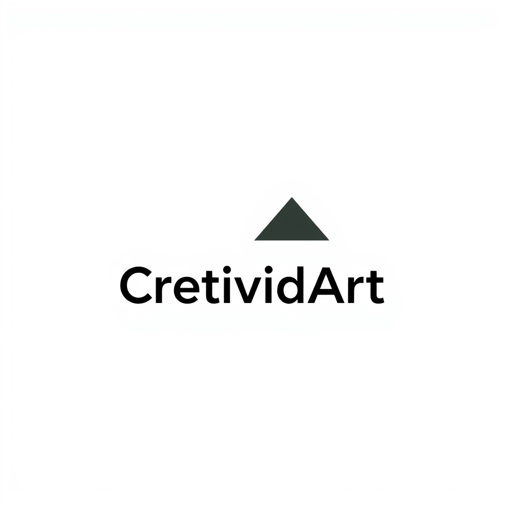 Minimalist Logo idea: minimalist logo, simple geometric mark for CretividArt - Real Guiborím , flat vector, clean lines, centered, solid white background, lots of negative