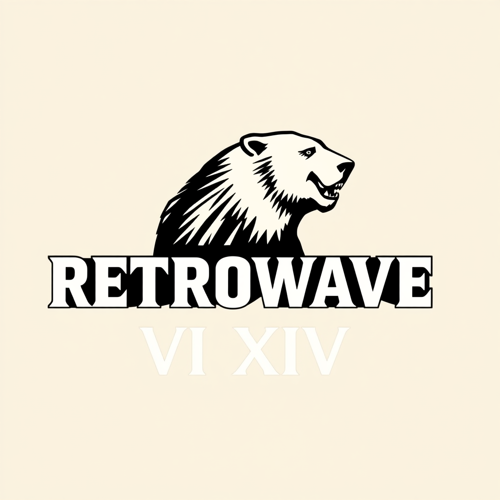Main logo studio: Create an original premium streetwear logo for RETROWAVE VI XIV, an independent Angolan fashion brand. Design a distinctive, artistic monogram combini