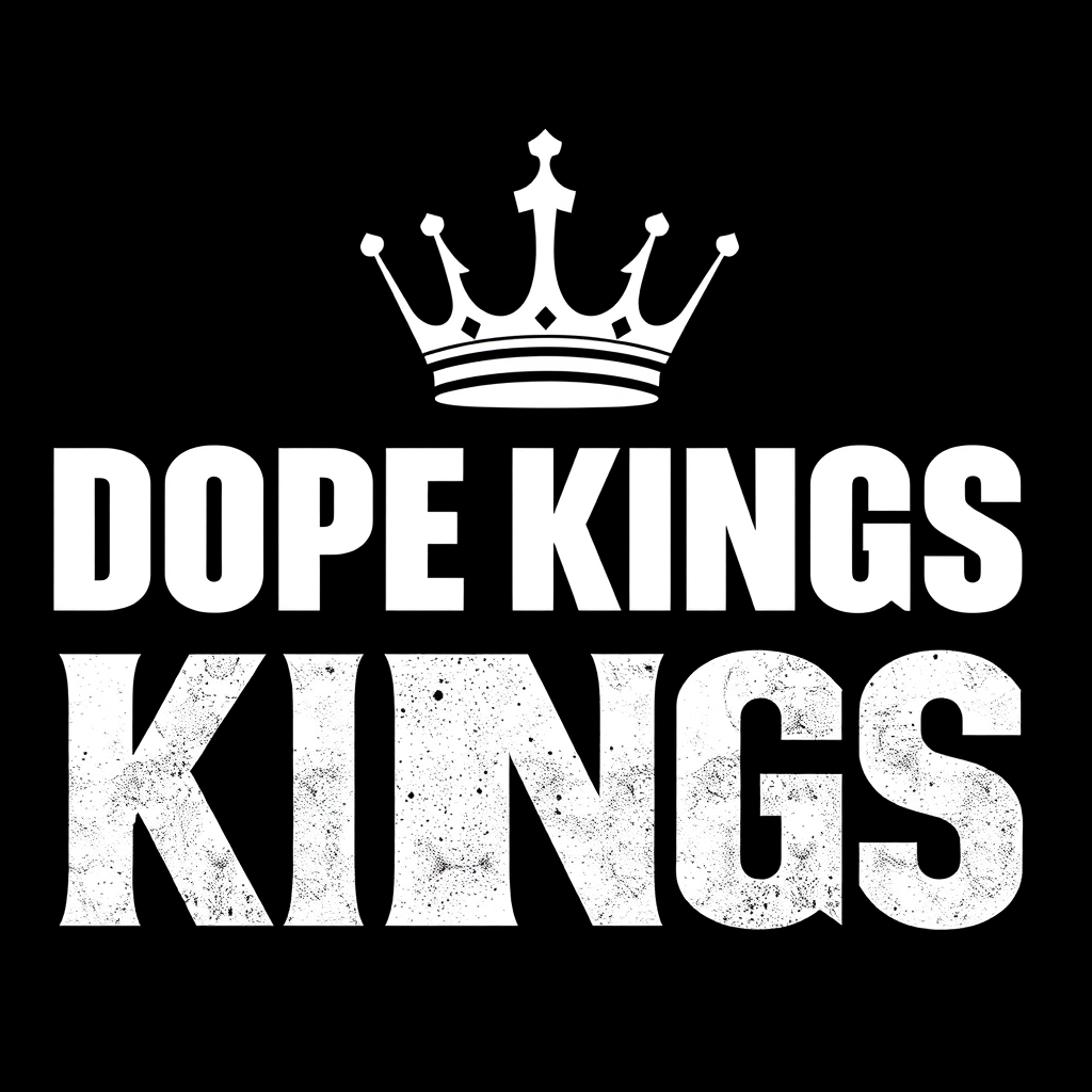 Main logo studio: my brand name is DOPEKINGS all black make sure it has a crown on the top of the I letter make it one word