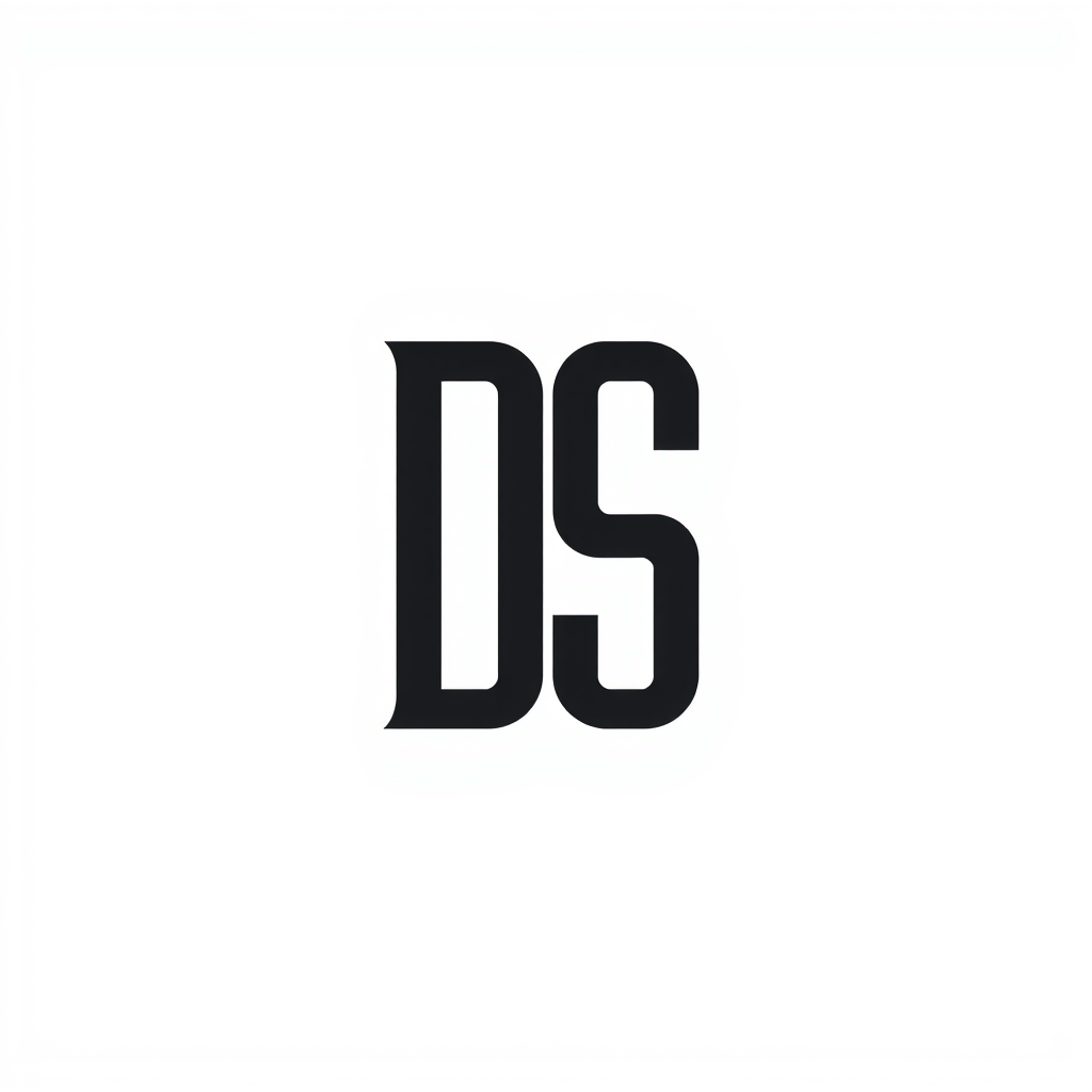 Lettermark Logo idea: lettermark logo of the letters DS , monogram initials, elegant typographic design, interlocking or stacked letters, flat vector logo, centered, solid 