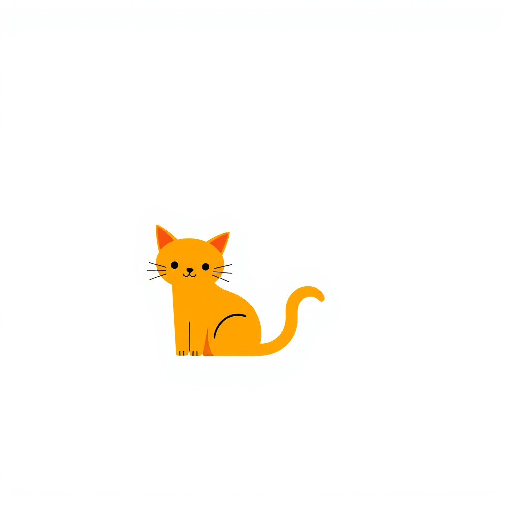 Minimalist Logo idea: minimalist logo, simple geometric mark for Podrías hacerme un logo lindo relacionado con un gato naranja atigrado amarillo kawaii , flat vector, clean