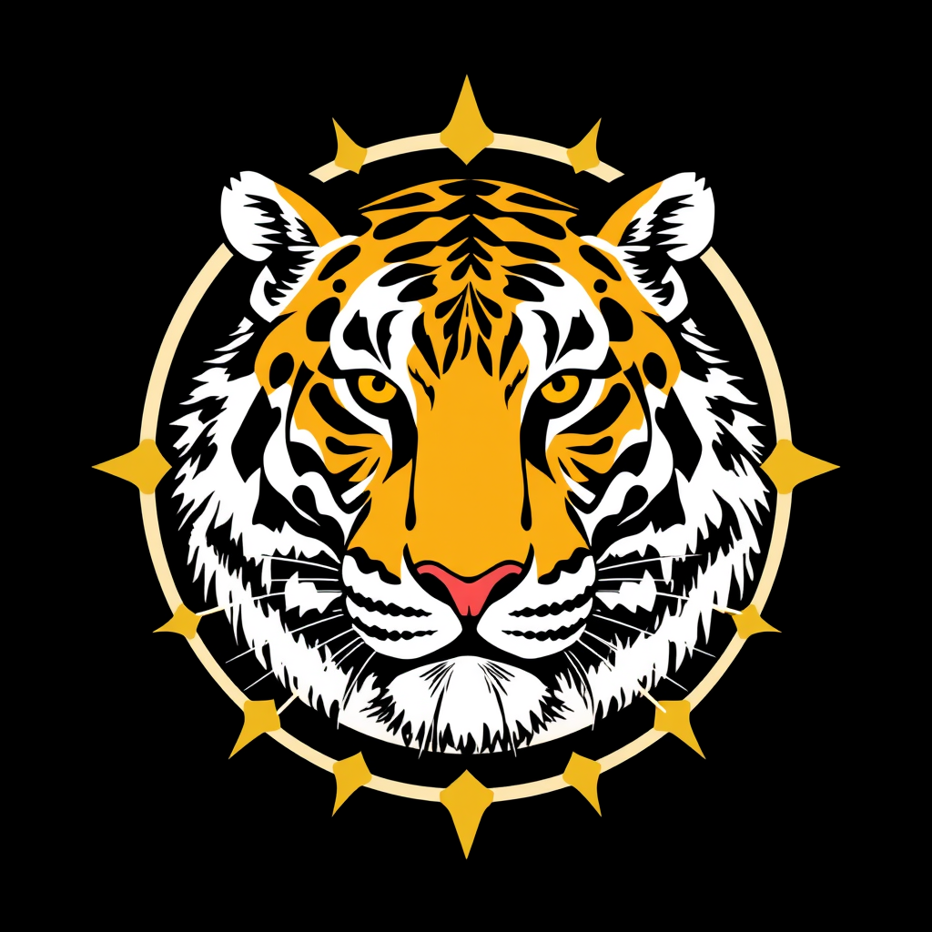 Main logo studio: Den var ikke bar, men lag en logo som har hvit bakgrunn på en måte da og den skal hete tigers med tøff skrift det skal være bilder av en leopard elr n