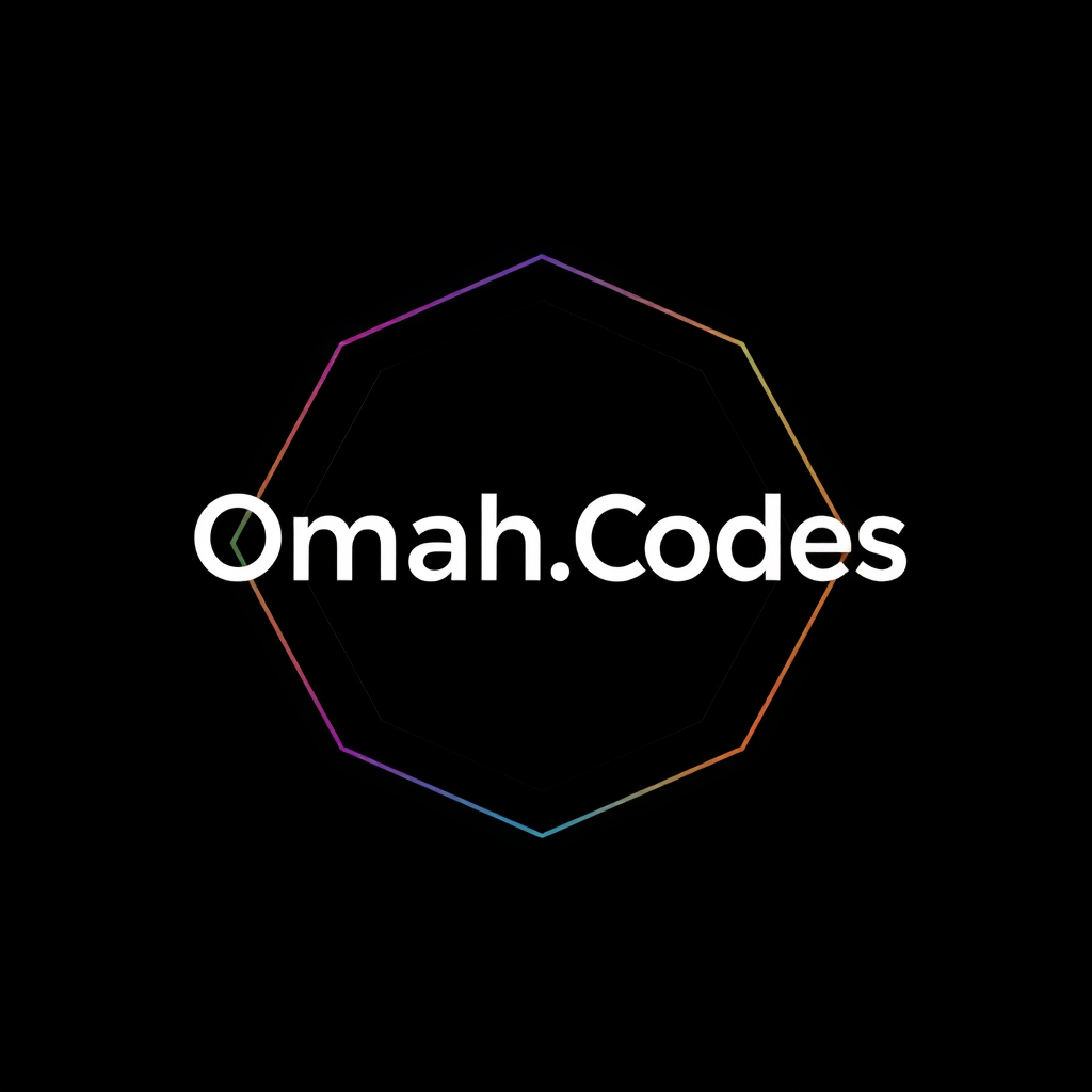 Main logo studio: Omah.Codes as brand name. use hexagon and name initials O.C as concept make it transparent so it can be changed to any desired color