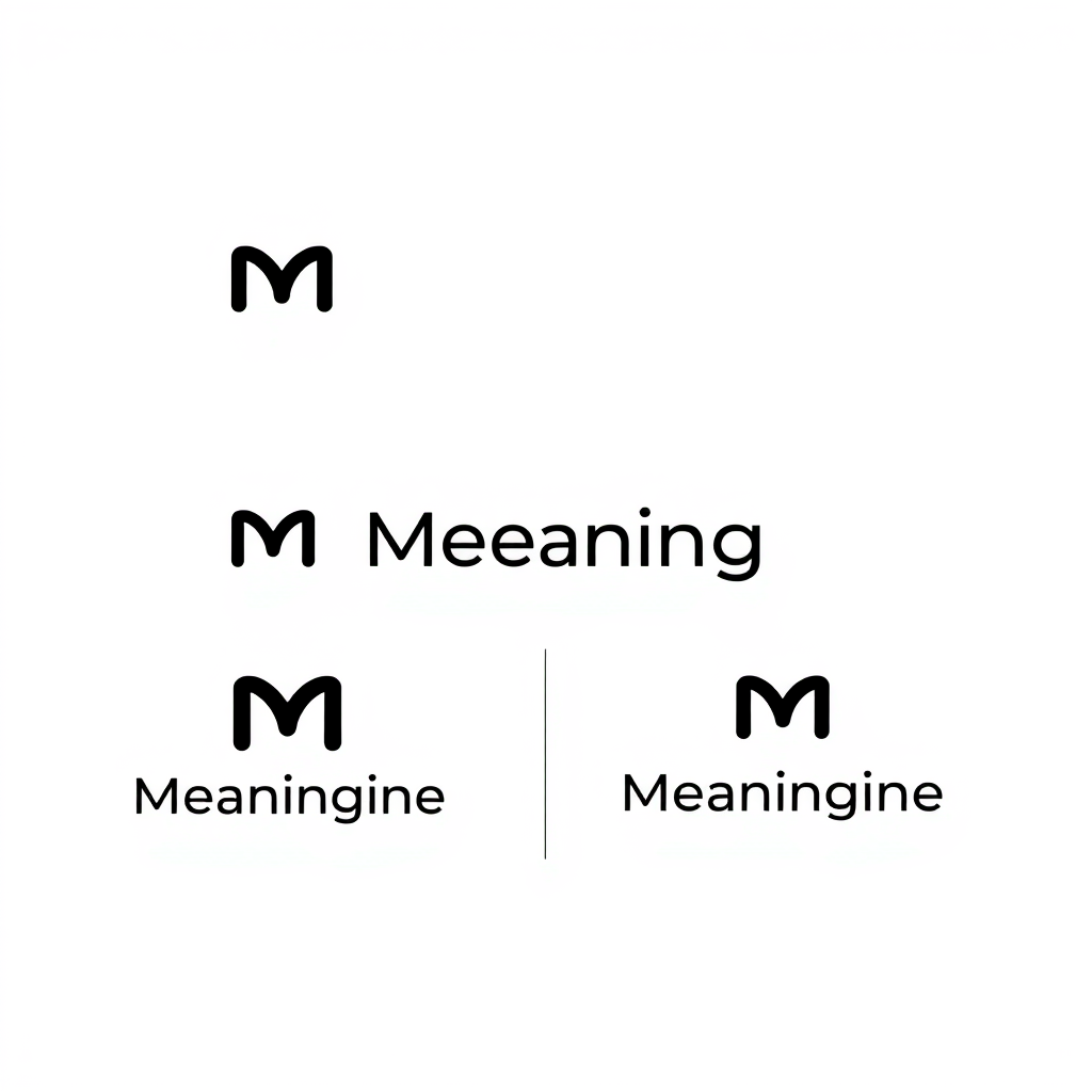 Main logo studio: Brand identity sheet for a tech company called "Meaningine", which builds accessible, semantically structured websites and digital systems readable by