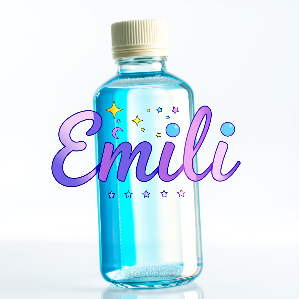 Main logo studio: Estas son mis elecciones para mi marca de agua. Nombre: ★EMILI★. Letras: Letras decoradas, Redondeadas y tiernas, Gruesa y llamativa, Cada letra difer