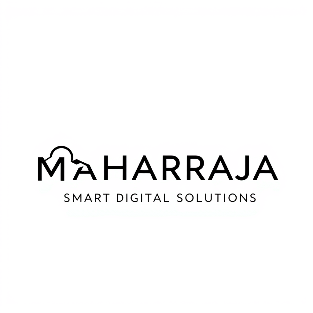 Main logo studio: Design a minimalist, premium black-and-white vector logo for MAHARAJA RETAIL, a website development and cloud solutions company. Create a distinctive