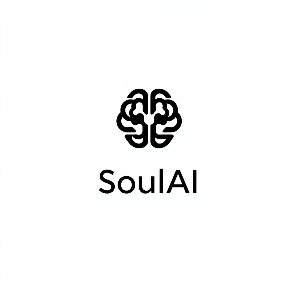 Main logo studio: Minimal premium logo for “SoulAI”, an AI assistant platform. Create a simple abstract symbol representing intelligence, conversation and human connect