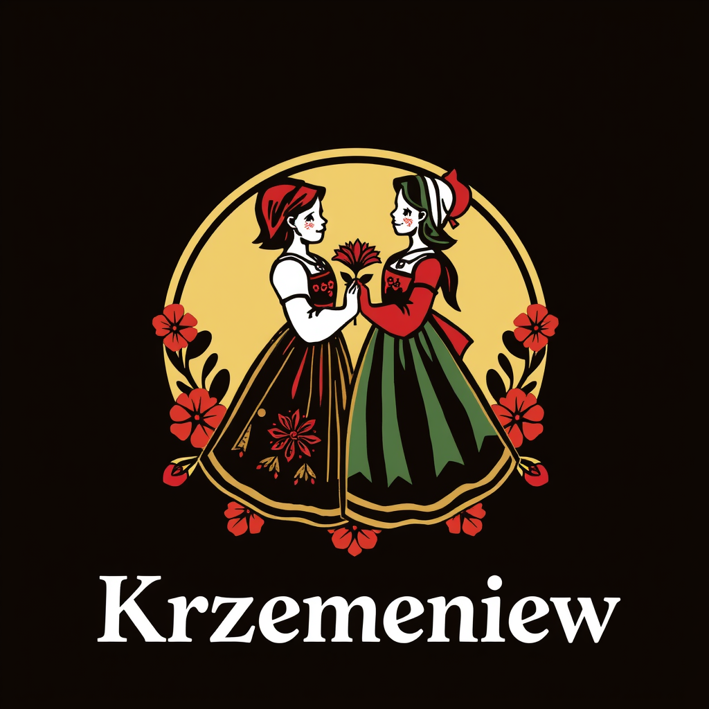 Main logo studio: Stwórz kolorowe, radosne logo dla „KGW Krzemieniew”. Polski folklor inspirowany wzorami łowickimi: barwne kwiaty, maki, chabry, malwy, ludowe ornament
