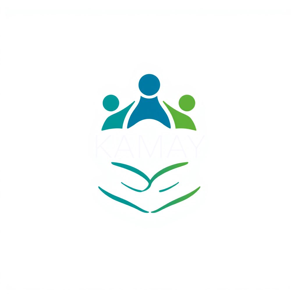Main logo studio: Logo moderno y profesional para KAMAY, una institución dedicada a ayudar y acompañar a las personas. Debe transmitir solidaridad, apoyo, esperanza, co