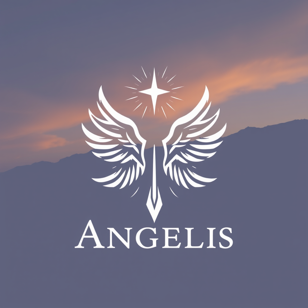 Main logo studio: quiero un logo bonito con dos alas que se llame angelic es para mi cliente con un diseño minimalista sin fondo unas alas sin interior solo un controno
