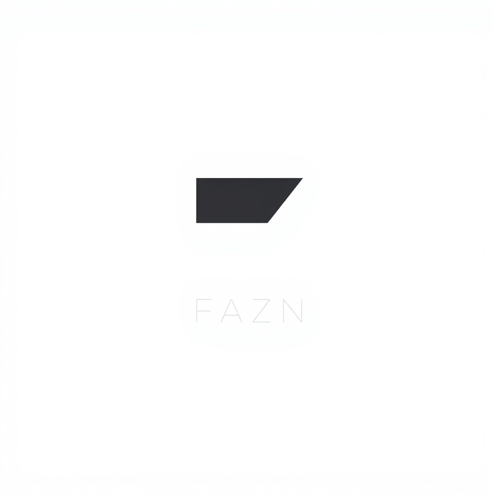 Minimalist Logo idea: minimalist logo, simple geometric mark for FAZN brand clean minimalist unique neutral colors , flat vector, clean lines, centered, solid white backgro