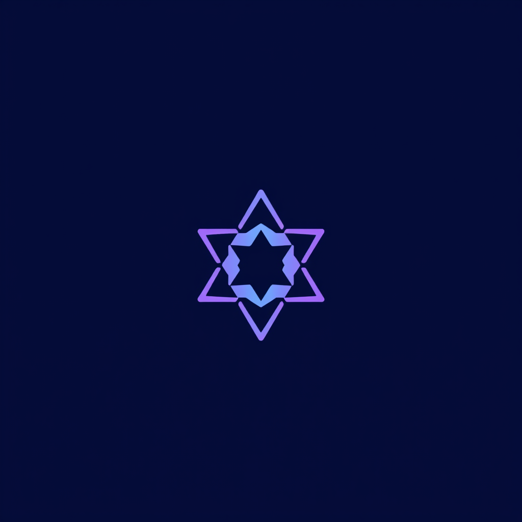 Main logo studio: Over Spaces Studio abstract geometric icon logo for an AI tech startup named Nova, blue and violet