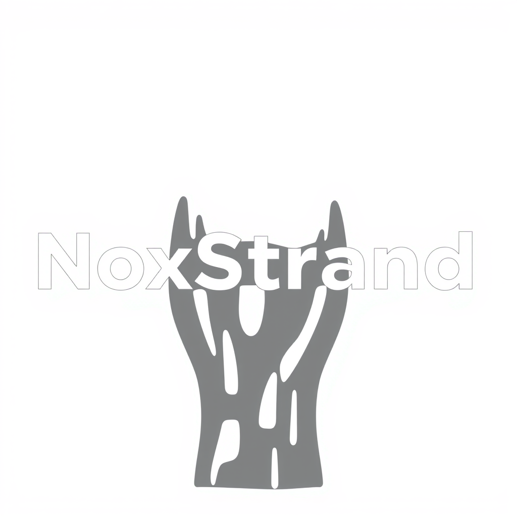 Wordmark Logo idea: wordmark logo of NoxStrand , bold clean typography, flat vector logo, centered, solid white background, high contrast, professional brand identity
