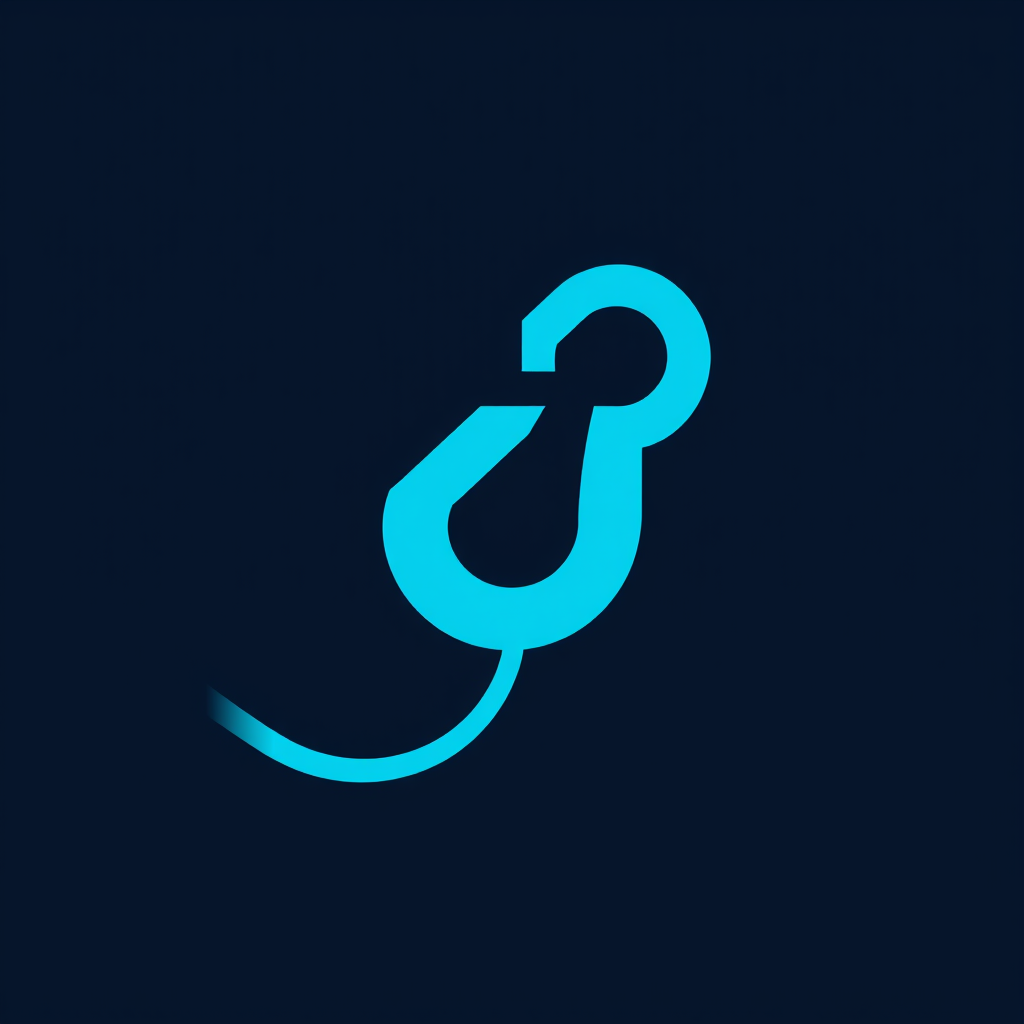 Main logo studio: Create a minimal, modern logo icon for a webhook delivery platform. An abstract geometric hook merging seamlessly into a flowing data path, symbolizin